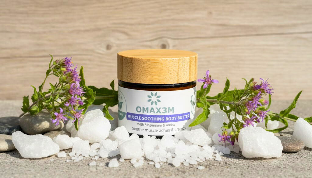 Magnesium muscle relief body butter texture – rich, creamy formula for soothing sore muscles