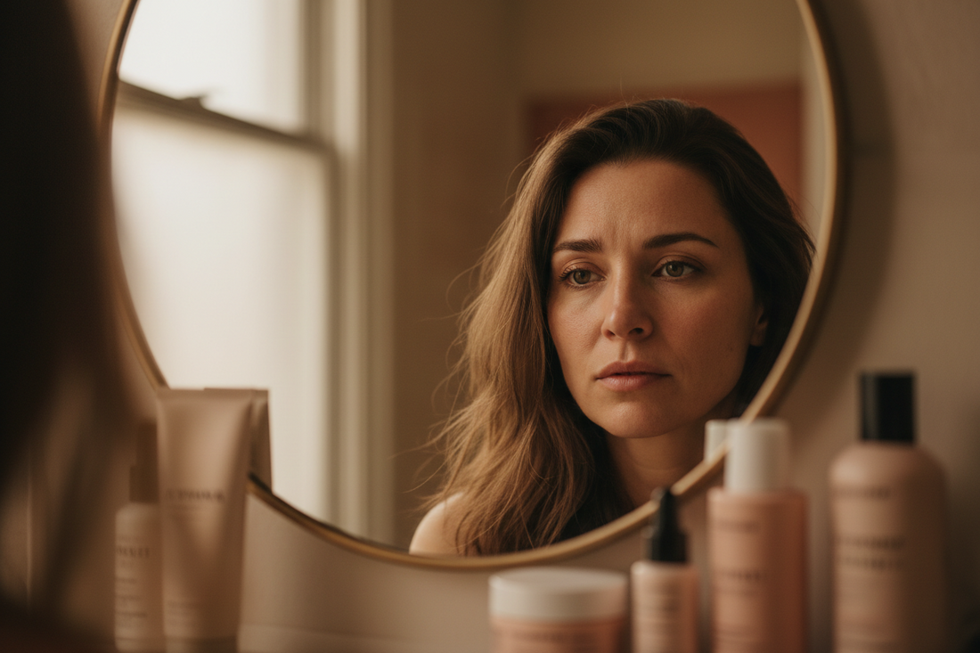 OMAX3M 4-step skincare routine featuring Magnesium Spray, Facial Butter, Body Oil, and Soothing Butter for glowing skin.