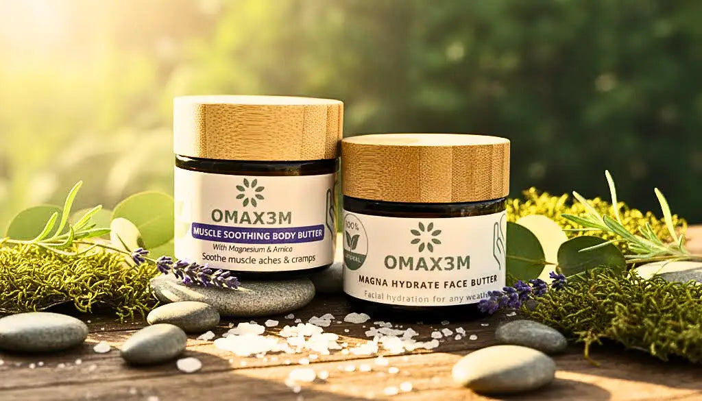 Hydration haven bundle with two products Muscle soothing  body butter and Magna hydrate face butter.