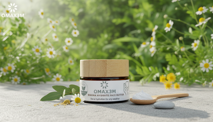 OMAX3M MagnaHydrate Facial Butter 30g jar with box – magnesium-infused face moisturizer for deep hydration.