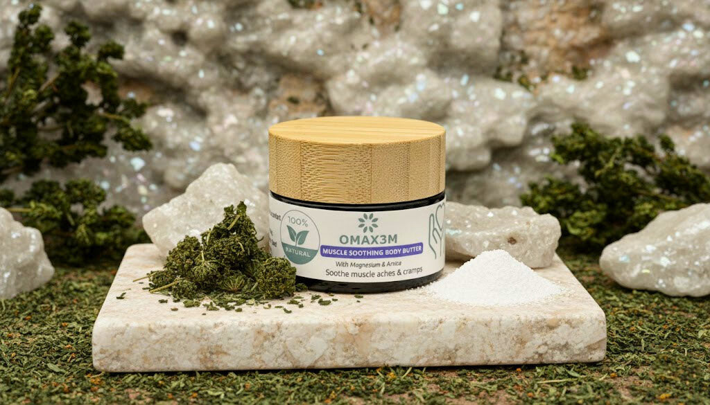 Muscle Soothing Magnesium Body Butter by OMAX3M – Natural muscle relief cream infused with magnesium