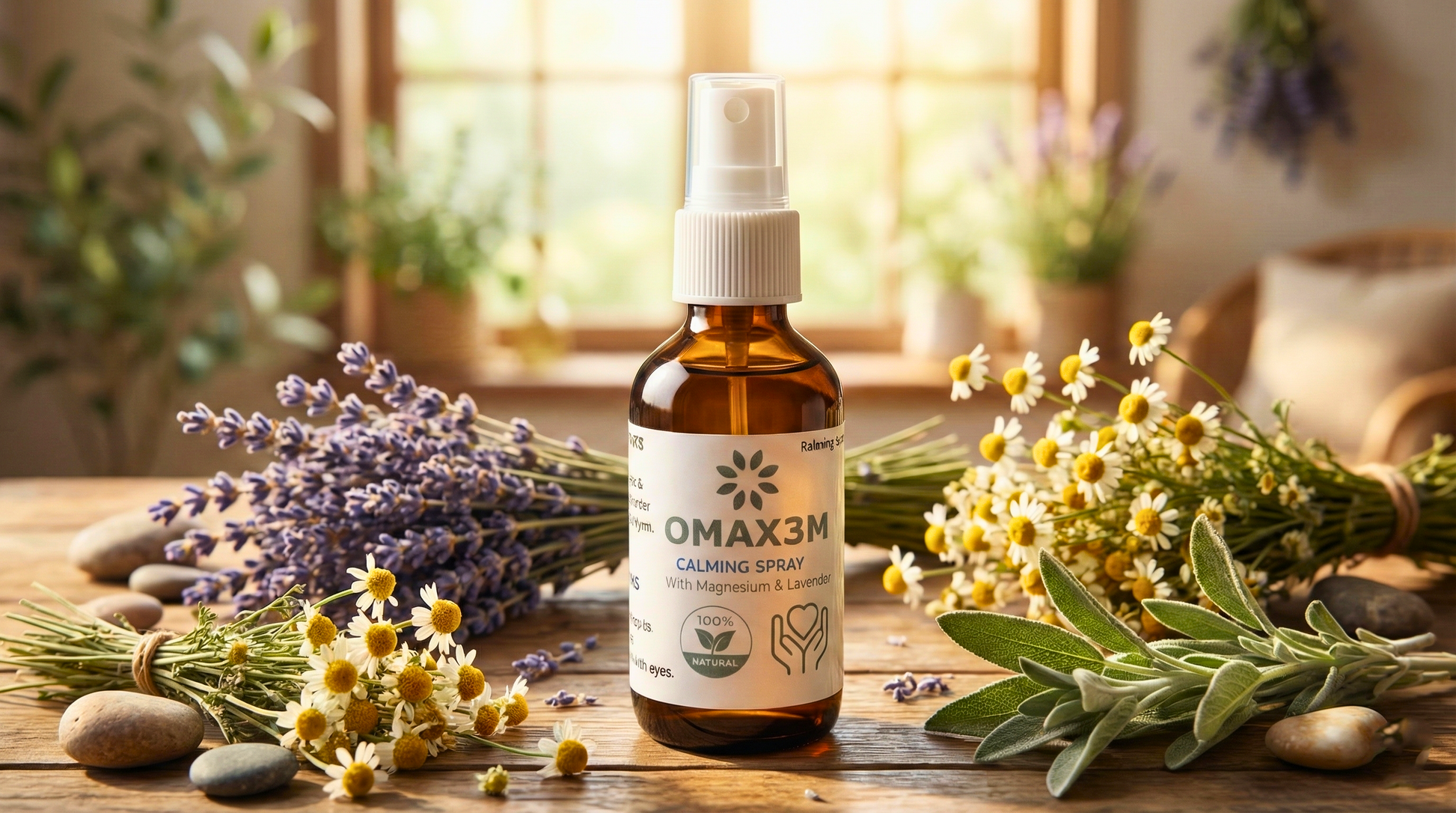 Omax3M lavender and magnesium calming mist lifestyle image