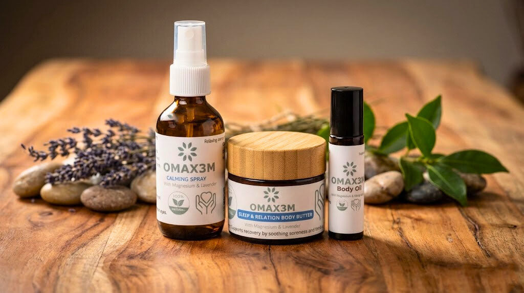 OMAX3M relaxation bundle featuring three magnesium-infused products
